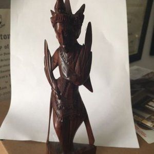 Unique 2 hand made from one wood piece figure